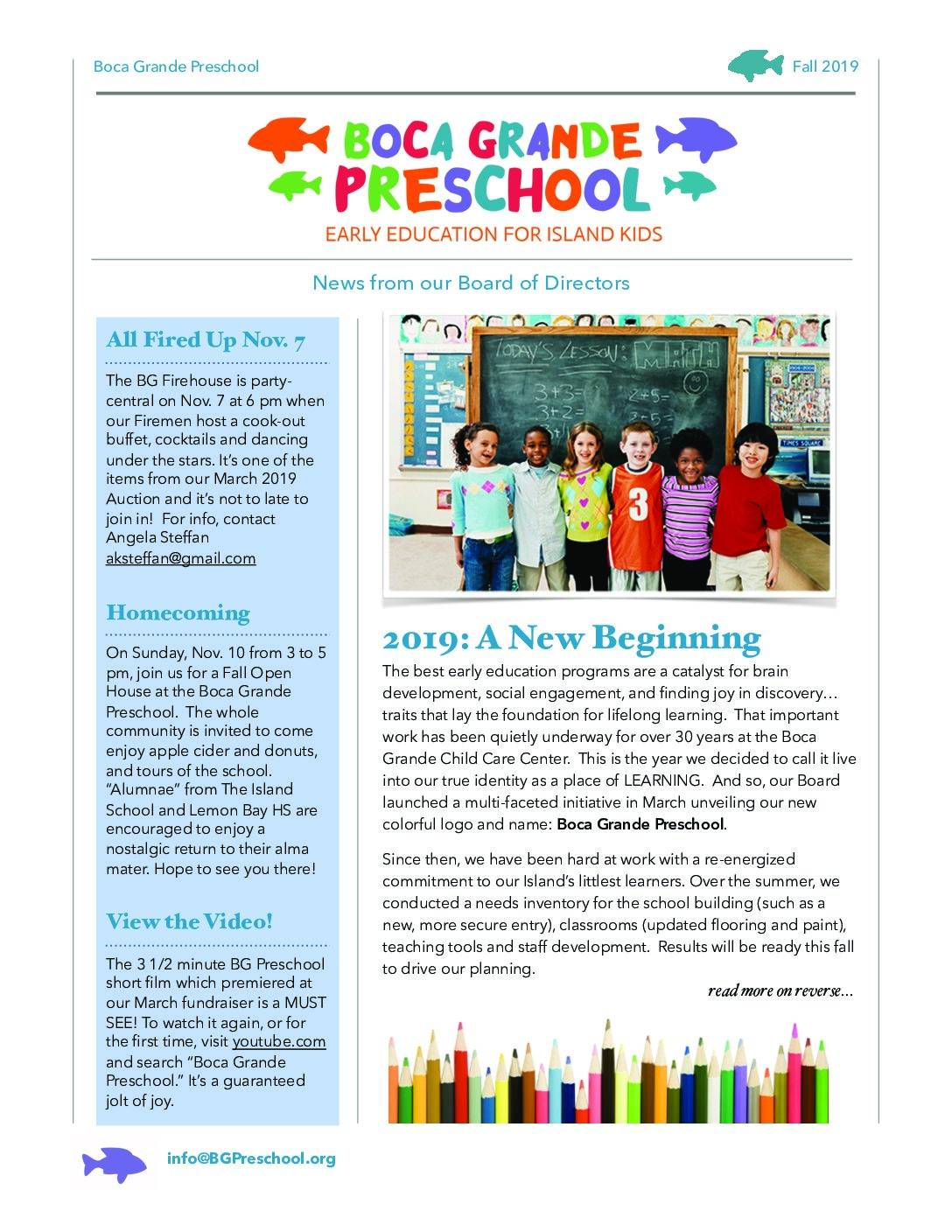 Preview of Fall 2019 Newsletter
