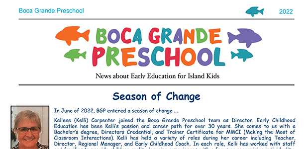 Header of the Boca Grande Preschool 2022 Newsletter